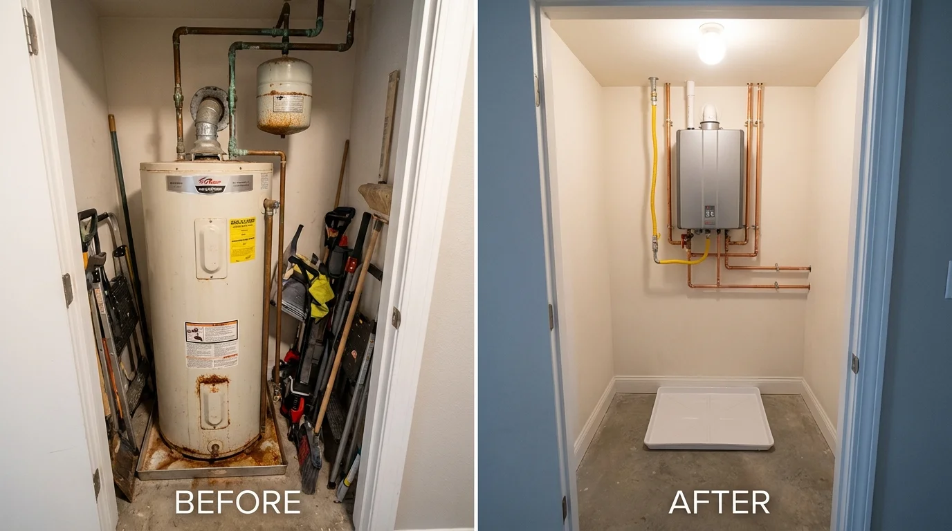 Tank water heater versus wall-mounted tankless unit comparison for Oxford, NY homeowners